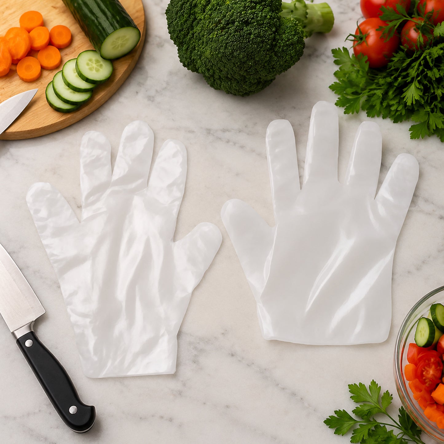 100 Pc Clear Disposable Plastic Gloves for Kitchen and Cleaning - Happy Price - Image 3