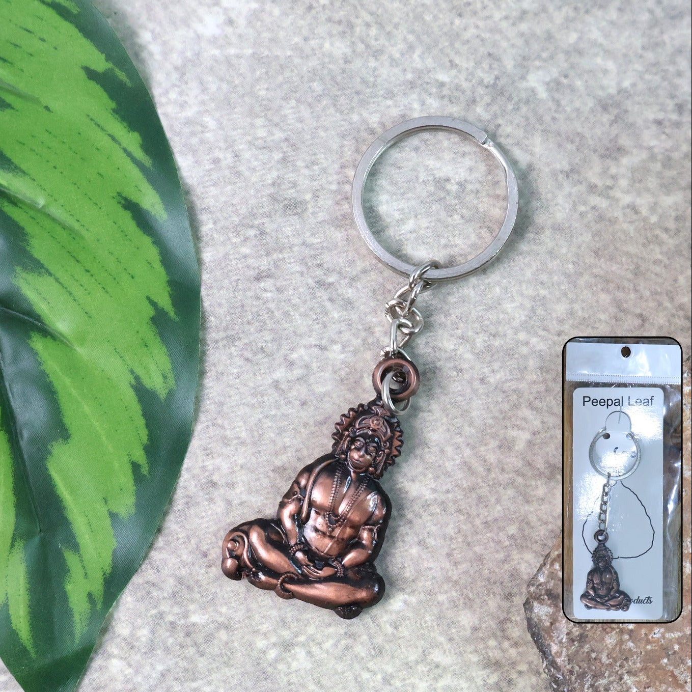Lord Hanuman Sitting Pose Metal Keychain - 1 Pc - Happy Price - Image 1