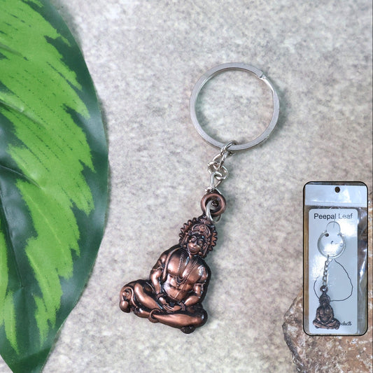 Lord Hanuman Sitting Pose Metal Keychain - 1 Pc - Happy Price - Image 1