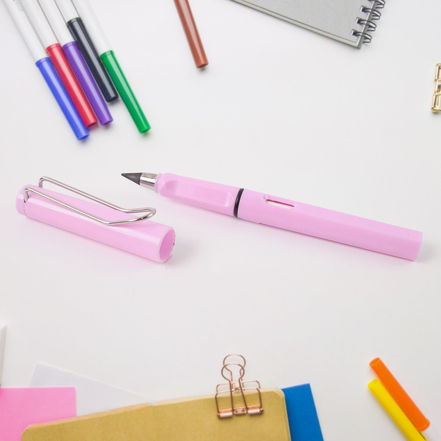 Pink 2-in-1 Everlasting Magic Pencil With Replaceable Eraser  Inkless Reusable Portable - Happy Price - Image 3