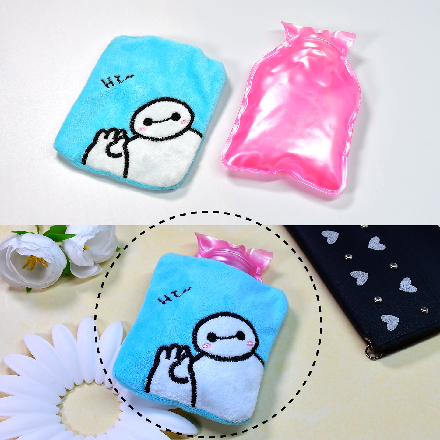 Blue Baymax Small Hot Water Bag With Cover For Pain Relief Neck Shoulder Pain And Hand Feet Warmer Menstrual Cramps. - Happy Price - Image 5