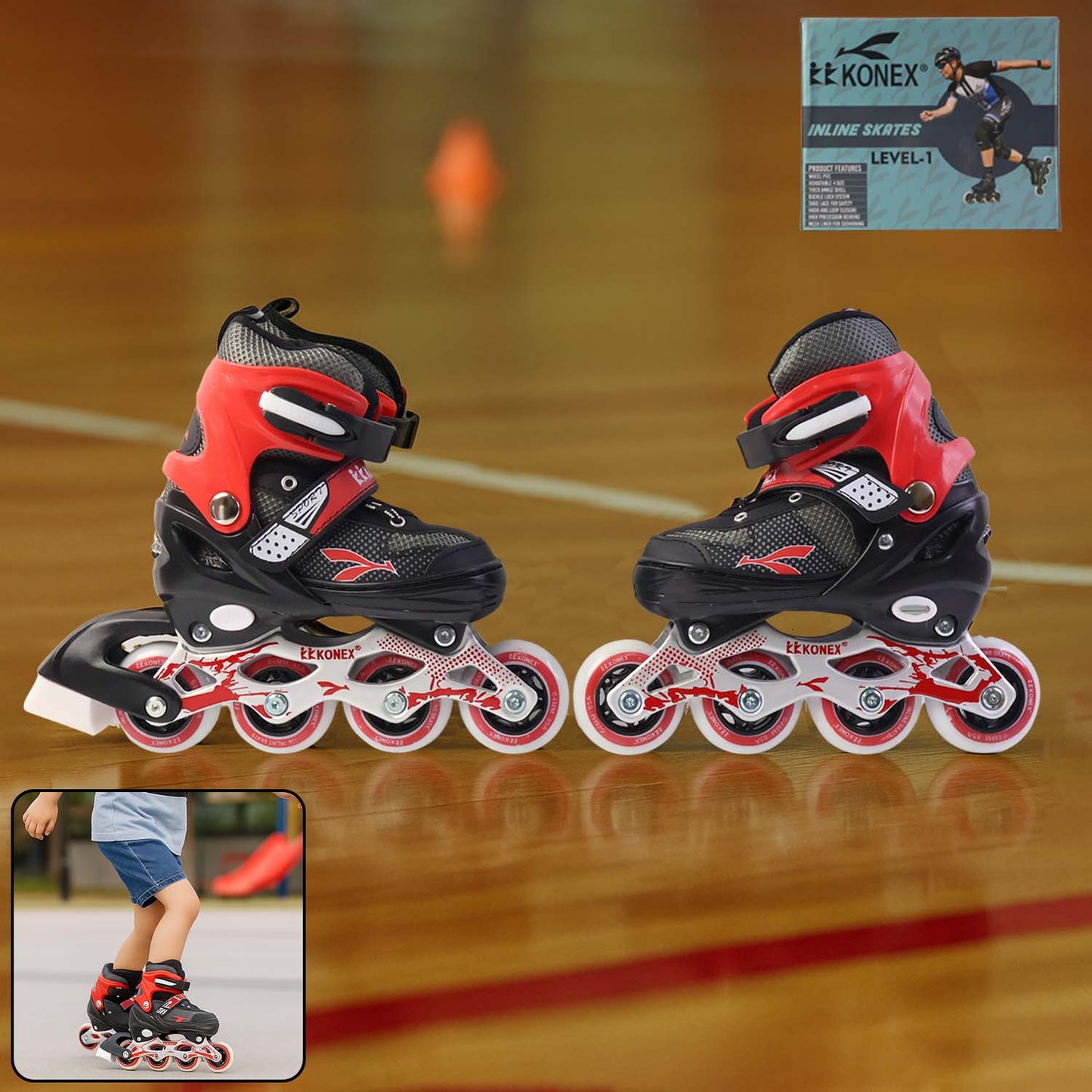 Professional Adjustable Inline Skates For Kids And Adults (Medium  1 Pair)