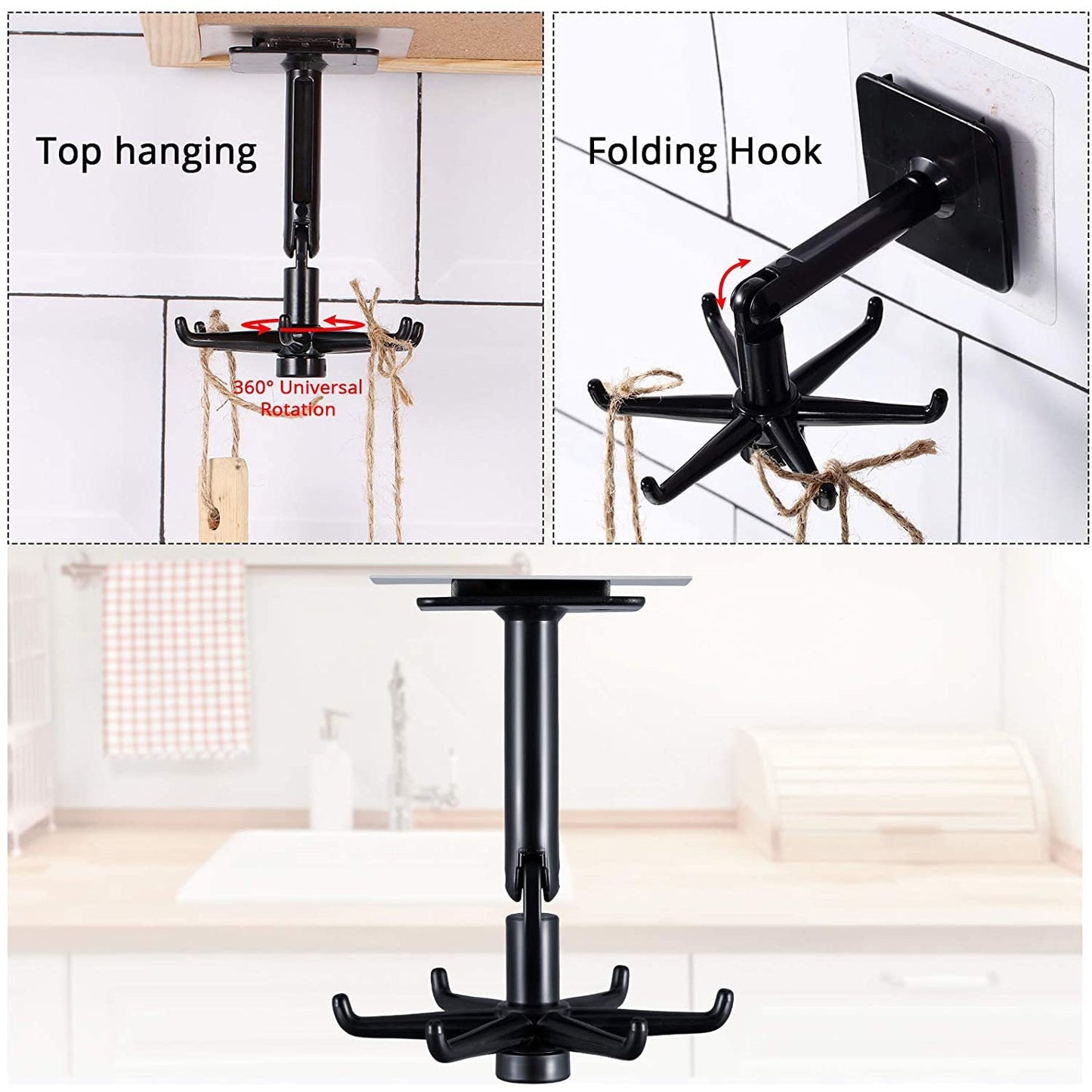360 Degree Rotating Self-Adhesive Hooks (Pack of 6) - Happy Price - Image 5