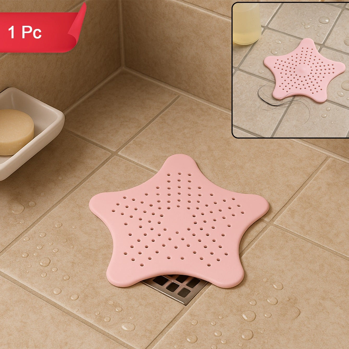 Baby Pink Star Sink Strainer - Bathroom & Kitchen Drain Hair Catcher - Happy Price - Image 1