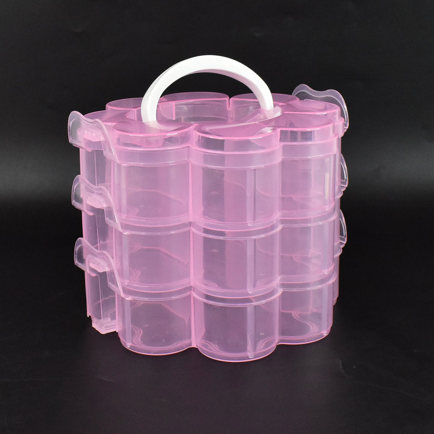 3-layer Transparent Plastic Flower-shaped Storage Box With 9 Grids - Happy Price - Image 4