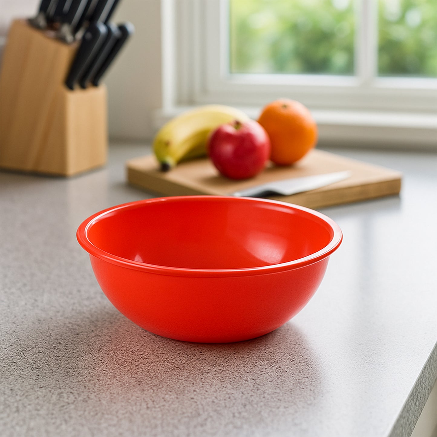 6 Inch Red Deep Serving Bowl - Durable Plastic Kitchen Bowl (1 Pc) - Happy Price - Image 3