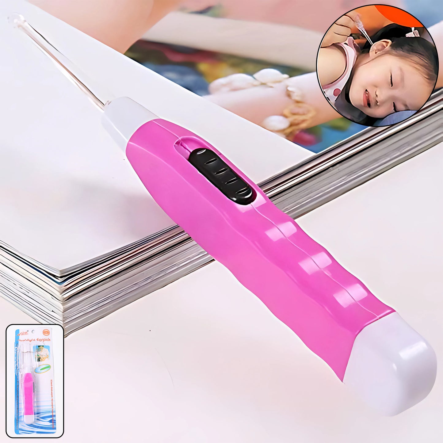 Pink Led Flashlight Earpick With Tweezer (1 Pc) - Happy Price - Image 3