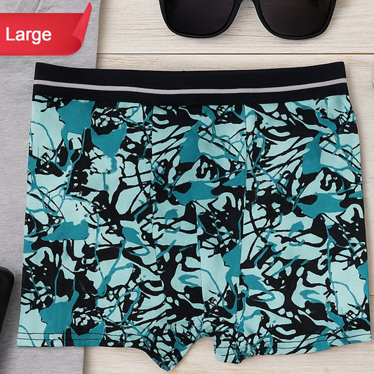 Men's Stretch Boxer Briefs - Large (1 Pc) - Abstract Teal/Black Print - Happy Price - Image 1