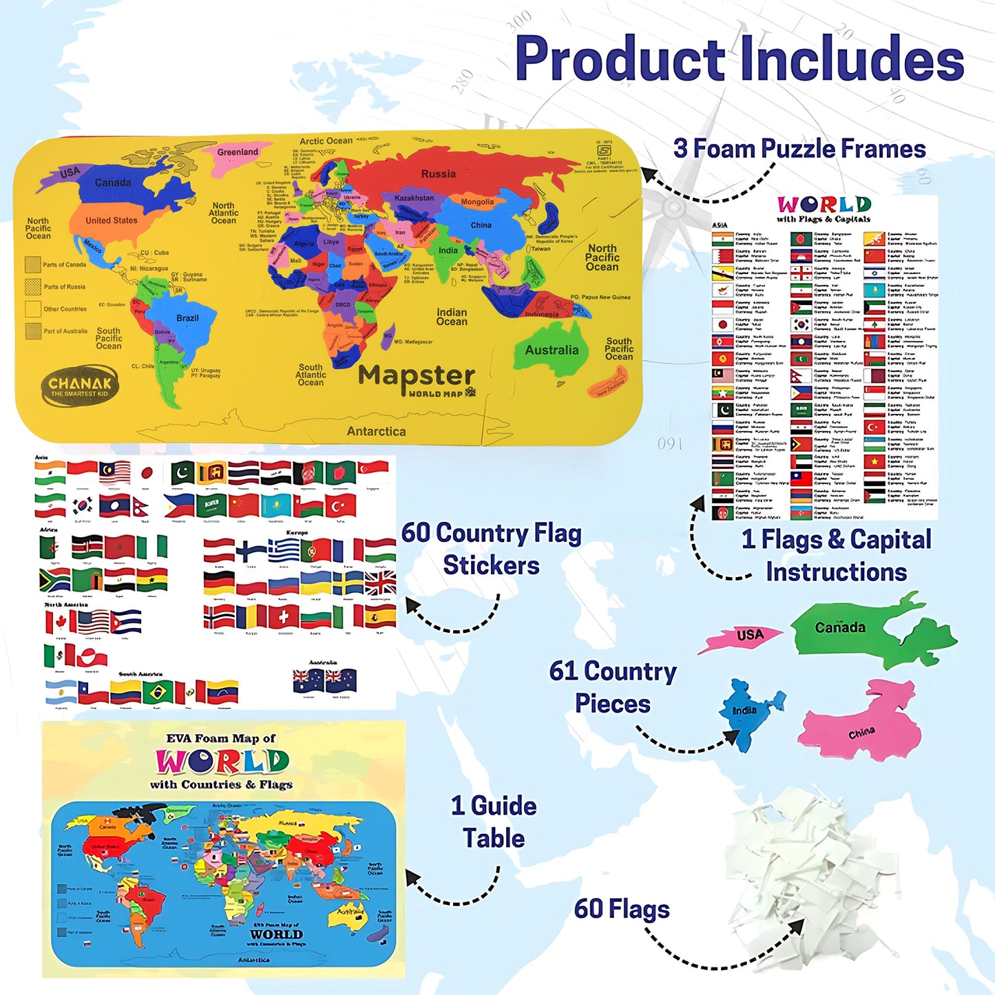 Aditi World Map EVA Foam Puzzle for Kids - Learn Countries, Capitals & Flags - Happy Price - Image 6