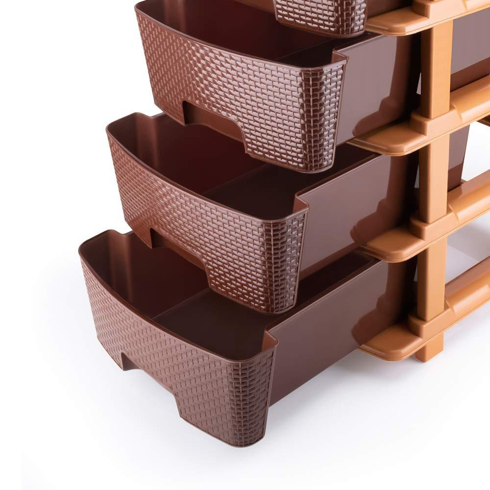 5tier Plastic Modular Drawer System For Multiple Use (Brown Colour) - Happy Price - Image 5