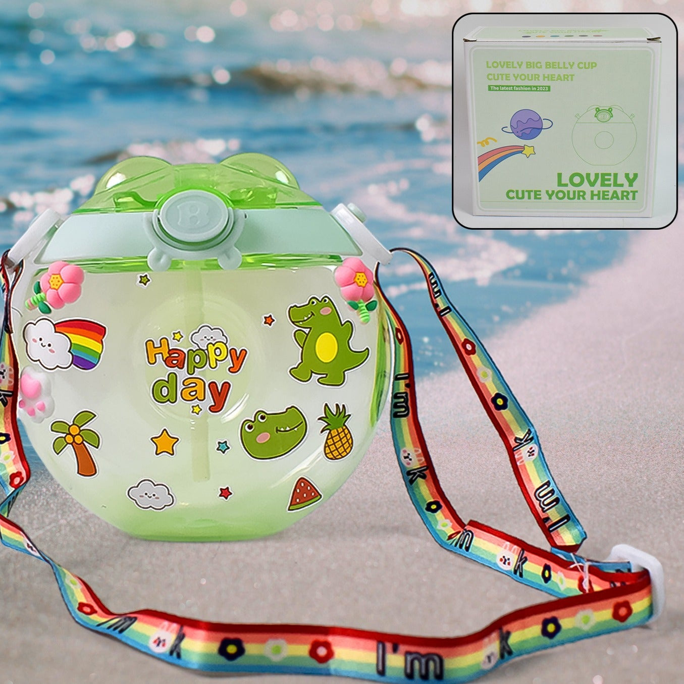 Donut Water Bottle Sipper Bottle (1 Pc  400 Ml Approx) - Happy Price - Image 1