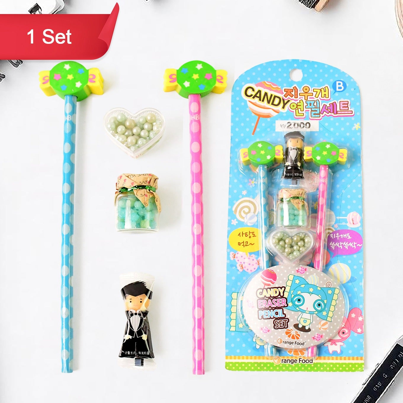 Fun Candy Design Pencil Set With Accessories Set (1 Set ) - Happy Price - Image 1
