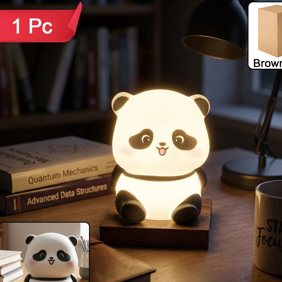 Mini Panda LED Night Light Lamp (1 Pc) - Cute Cartoon Bedside Decor - Great Price - Image 1