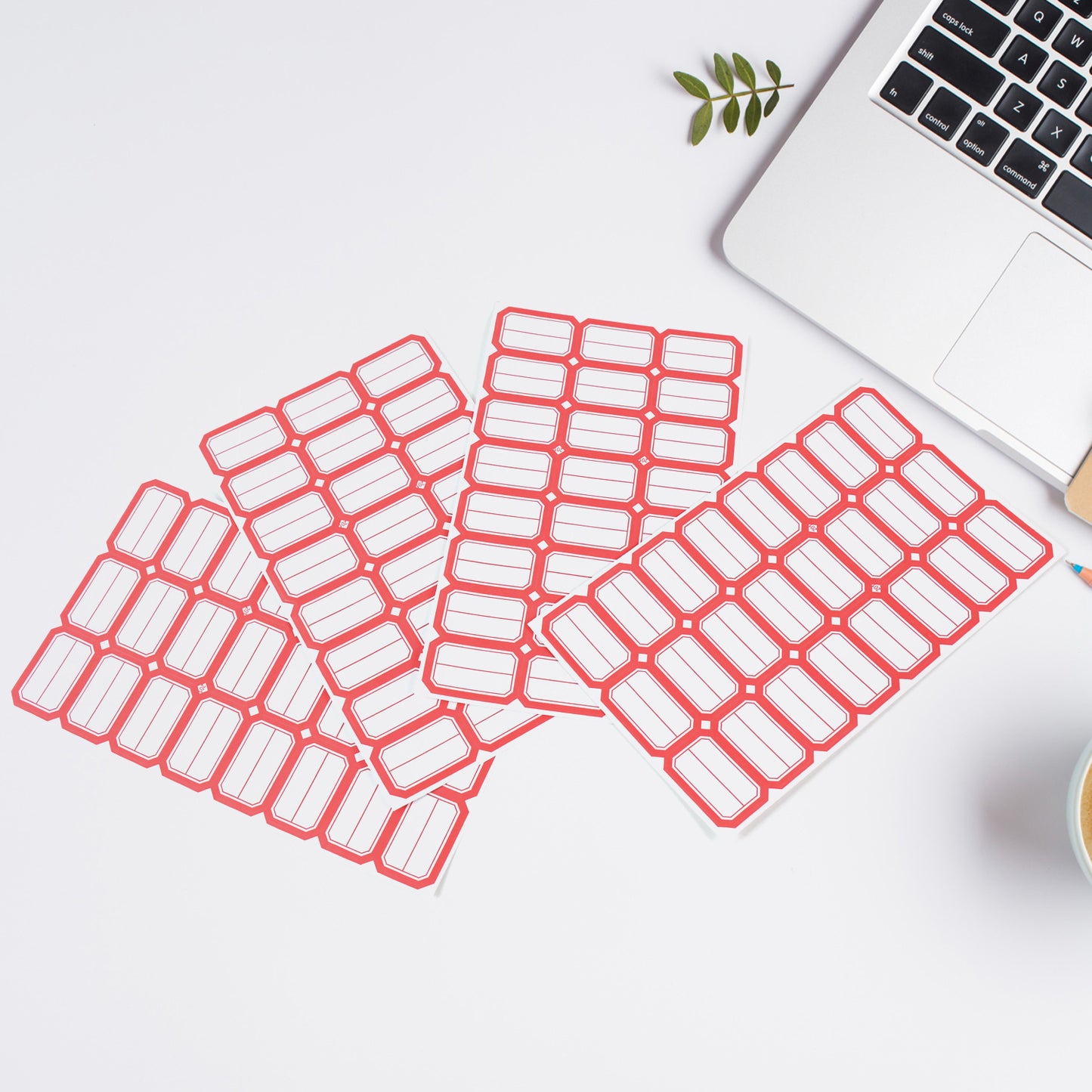 10 Sheets Blank Red Border Writable Sticker Labels - Self-Adhesive Organizer Tags - Happy Price - Image 5