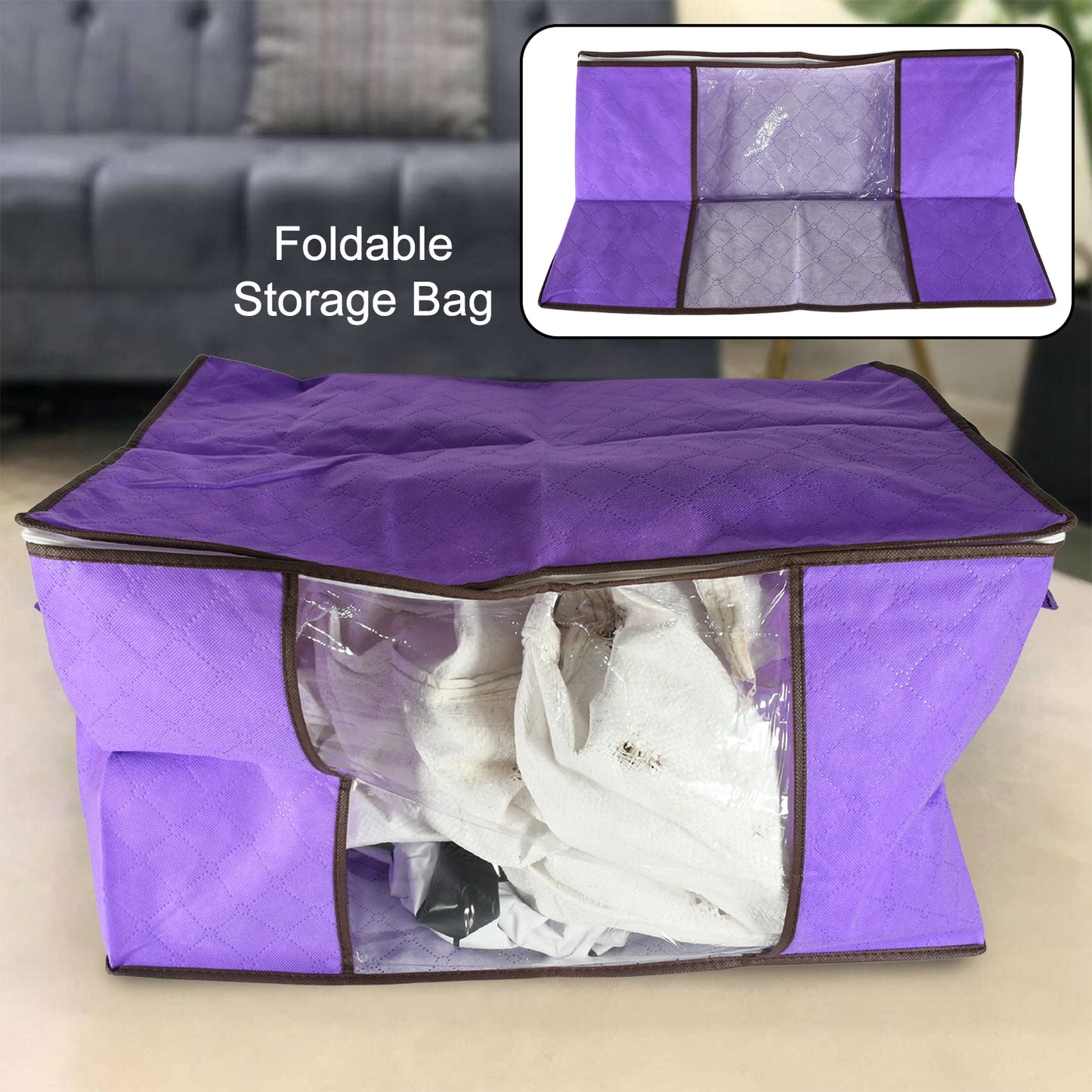 Clothing Storage Bag With Zipper Non-woven Storage Bag For Storing The Clothes And Sarees. - Happy Price - Image 5