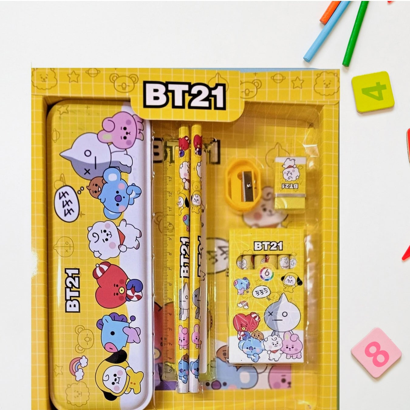 Stationery Kit For Kids - Stationery Set Includes Metal Pencil Box Sharpener Pencil And Eraser Set School Supply Set Birthday Return Gift For Kids Boys Girls (12 Pc Set) - Happy Price - Image 1