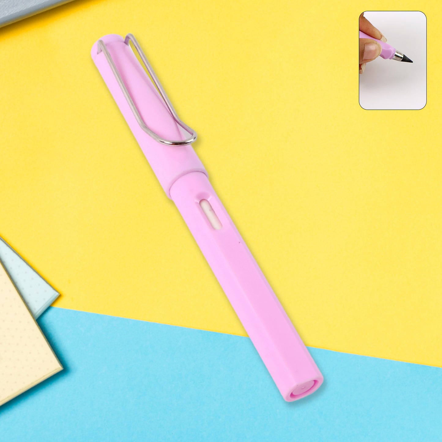 Pink 2-in-1 Everlasting Magic Pencil With Replaceable Eraser  Inkless Reusable Portable - Happy Price - Image 2