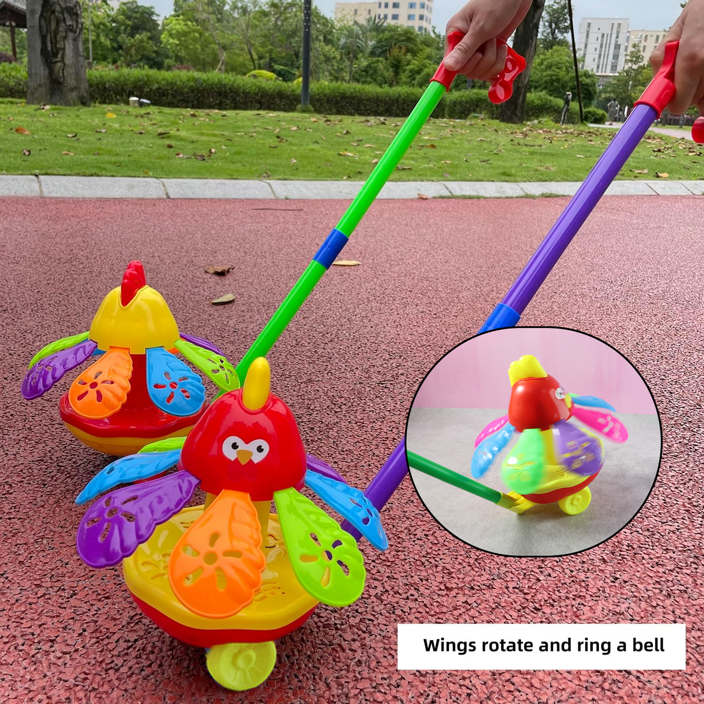 Push-Along Carnival Chicken Toy for Toddlers - 1 Pc - Happy Price - Image 4