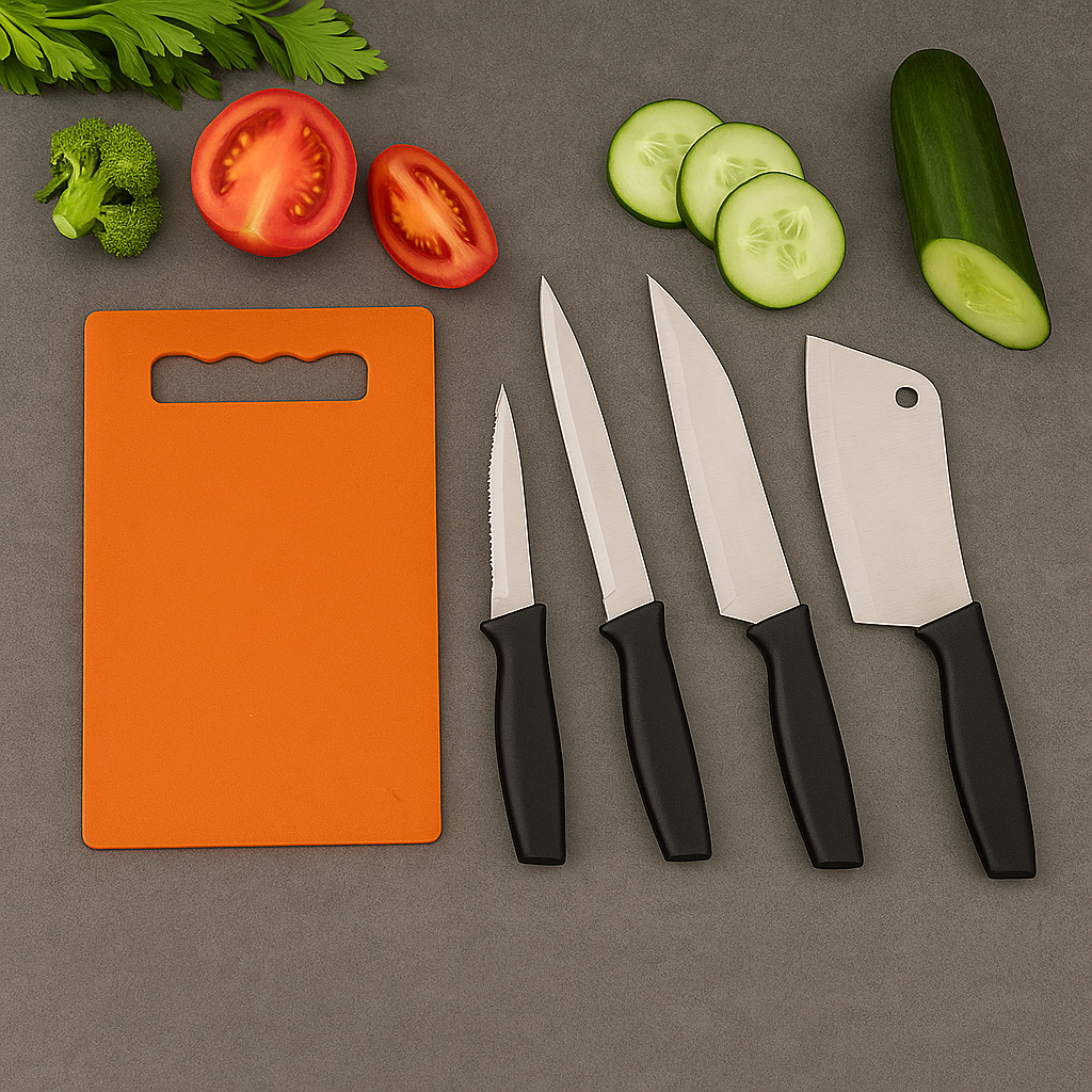 Chopping Board With Knife Set (Pack Of 5) - Happy Price - Image 5