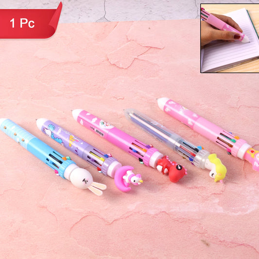10-in-1 Multicolor Ball Pen with Character Top (1 Pc) - Happy Price - Image 1
