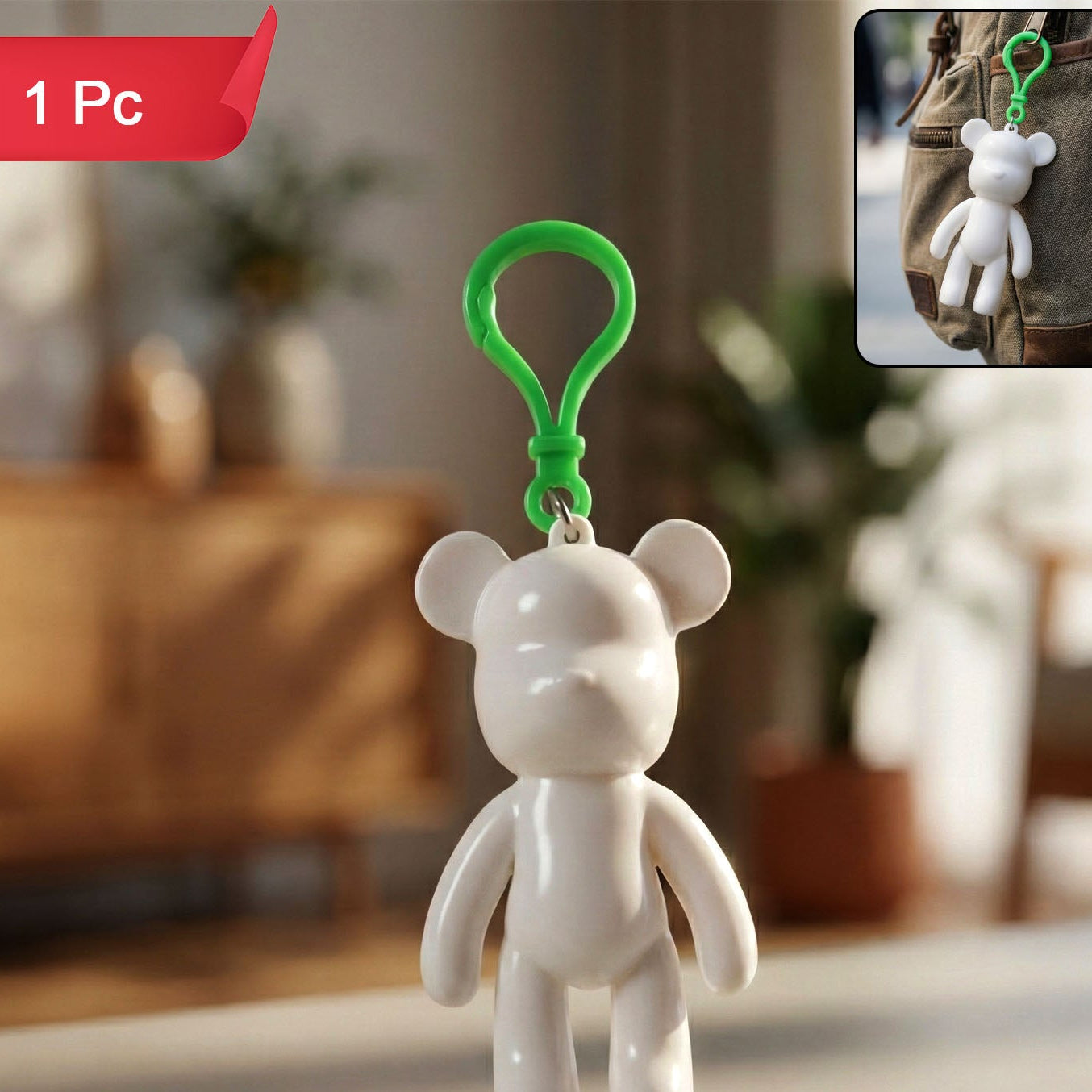 Cute Bear Design Decorative Keychain for Bags and Keys (1 Pc) - Happy Price - Image 1