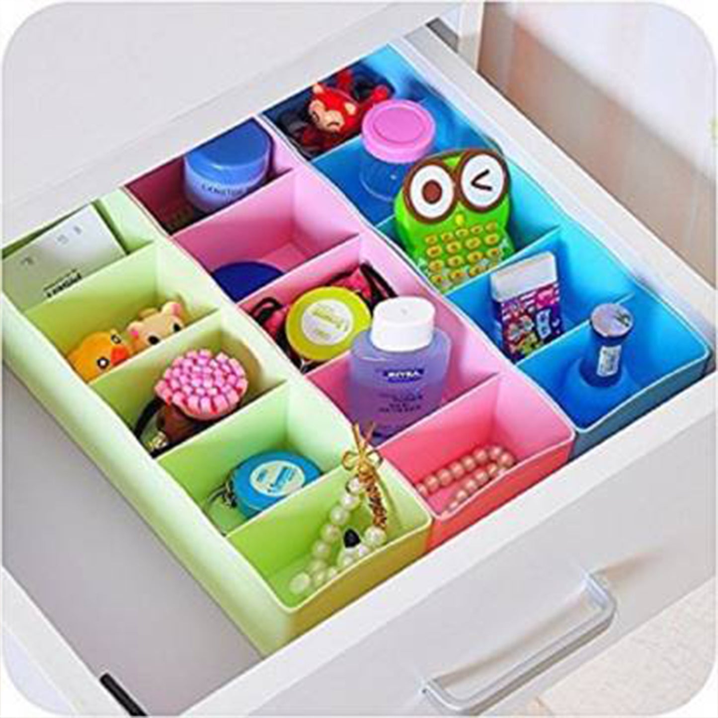 Multi-function Desktop Drawer Storage Box Clothing Organizer 5 Grid Storage Box Underwear Socks Ties Organizer Box (4 Pc Set) - Happy Price - Image 4