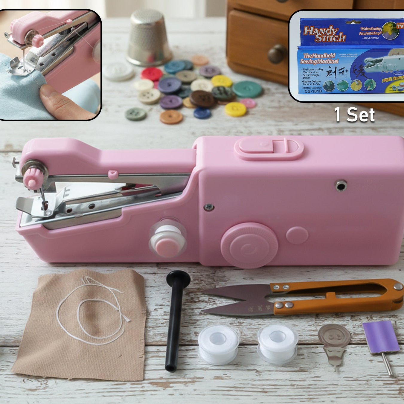 Compact Handheld Sewing Machine Set for Quick Repairs - 1 Set - Happy Price - Image 1