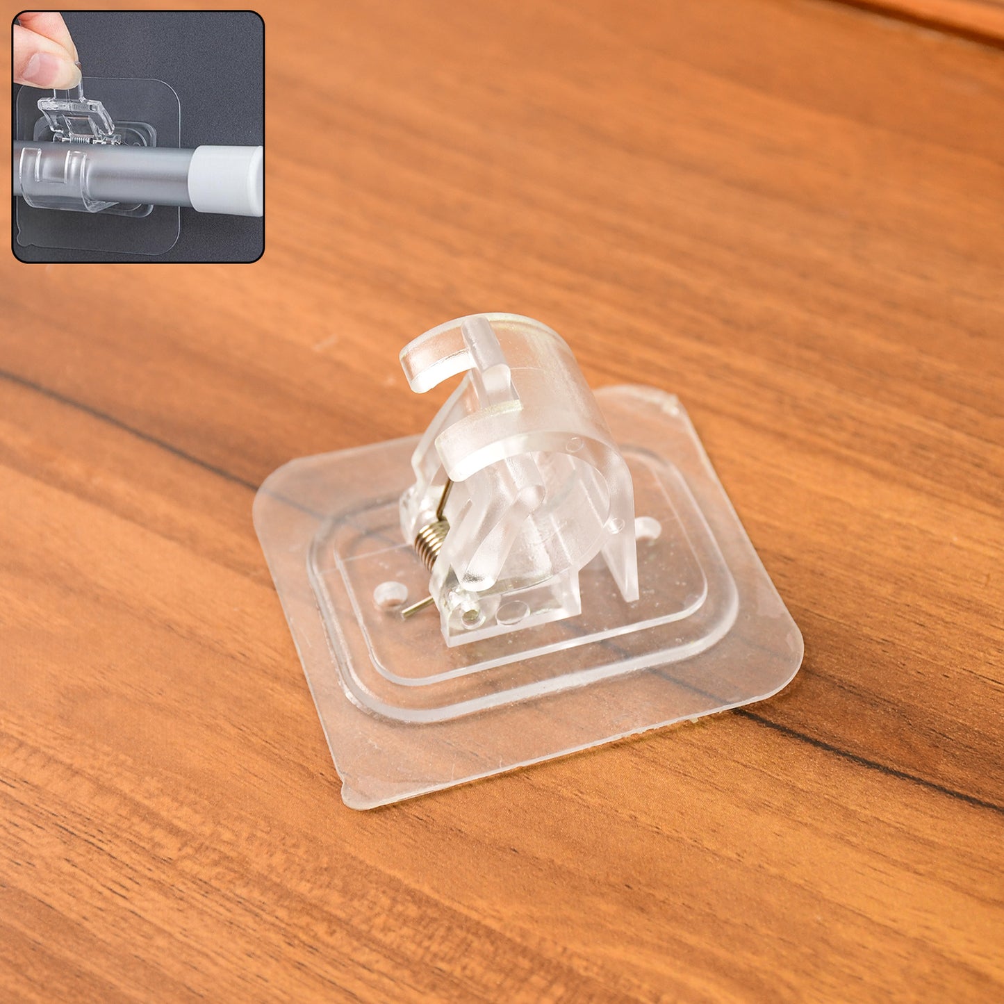Wall Mount Transparent Self-adhesive Clip With Strong Spring Grip - Happy Price - Image 2
