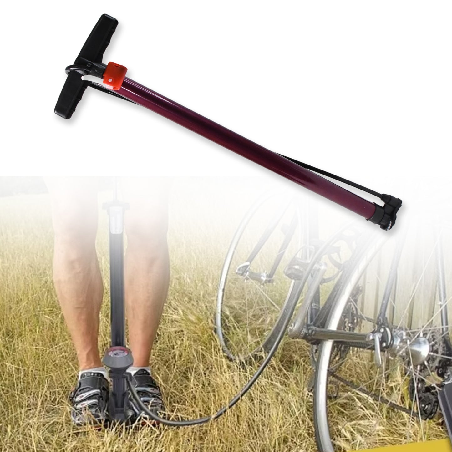 High Pressure Hand Air Pump With Dual Nozzle - Happy Price - Image 2