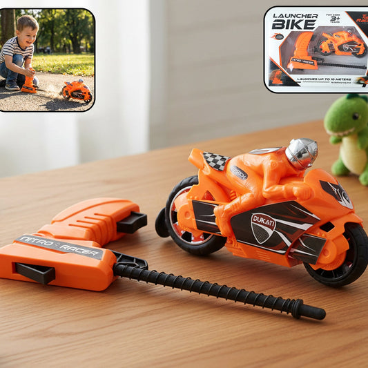 Launcher Bike Racing Toy For Kids With Manual Pull Launcher