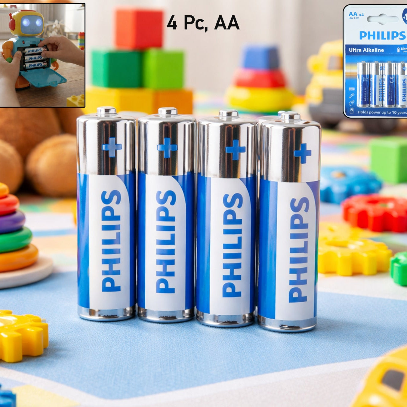 AA Size Ultra Alkaline Batteries - 4 Pc Pack for Electronics - Happy Price - Image 1