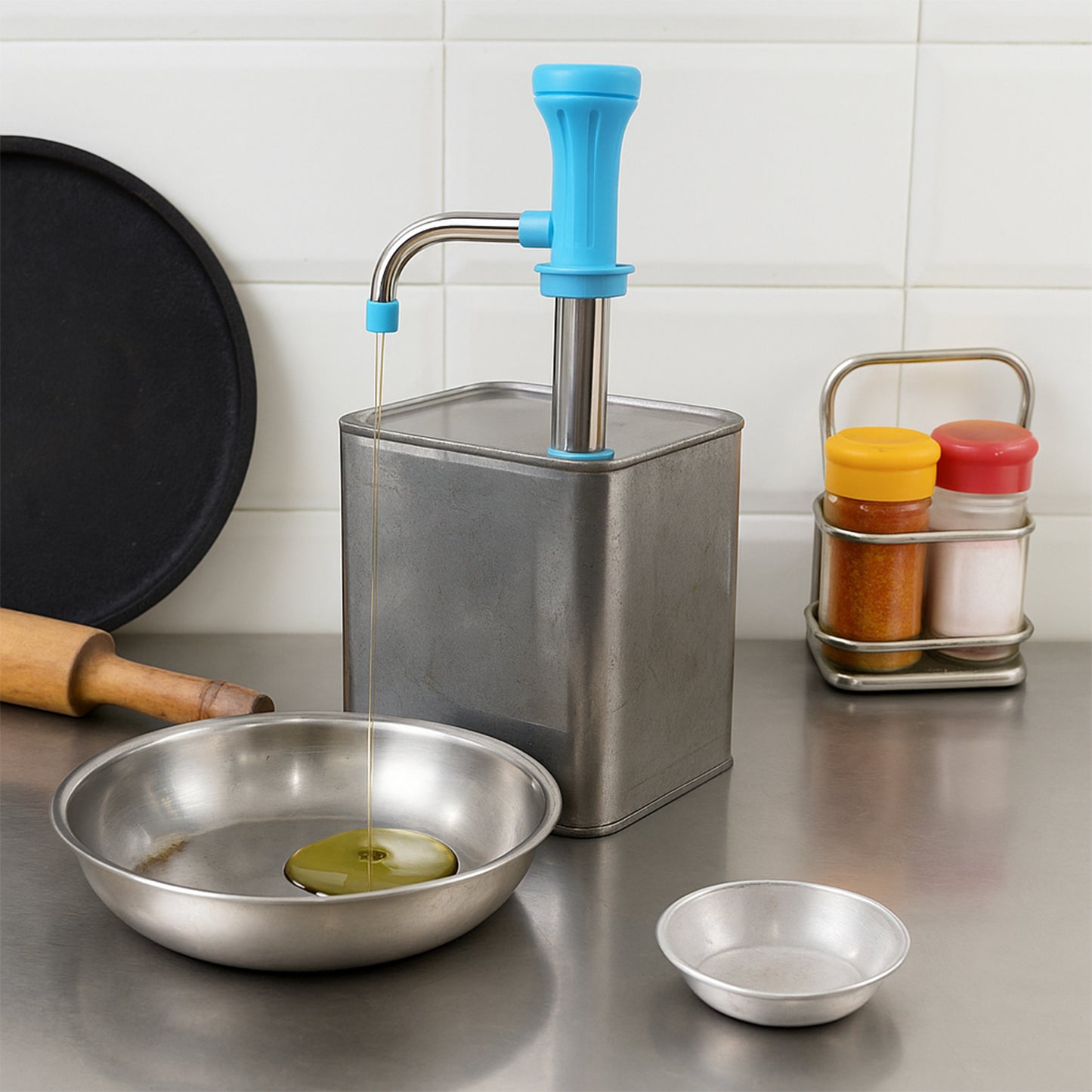 Manual Stainless Steel Oil Pump Dispenser for Kitchen - 1 Pc - Happy Price - Image 4