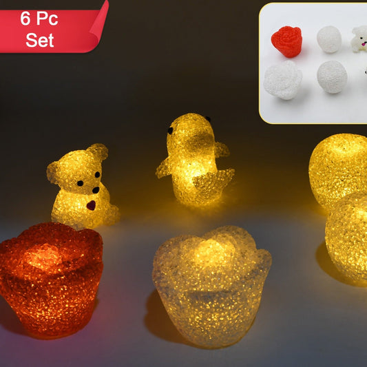 Multi Shape Small Light Lamps Led Shape Crystal Night Light Lamp (6 Pc Set) - Happy Price - Image 1