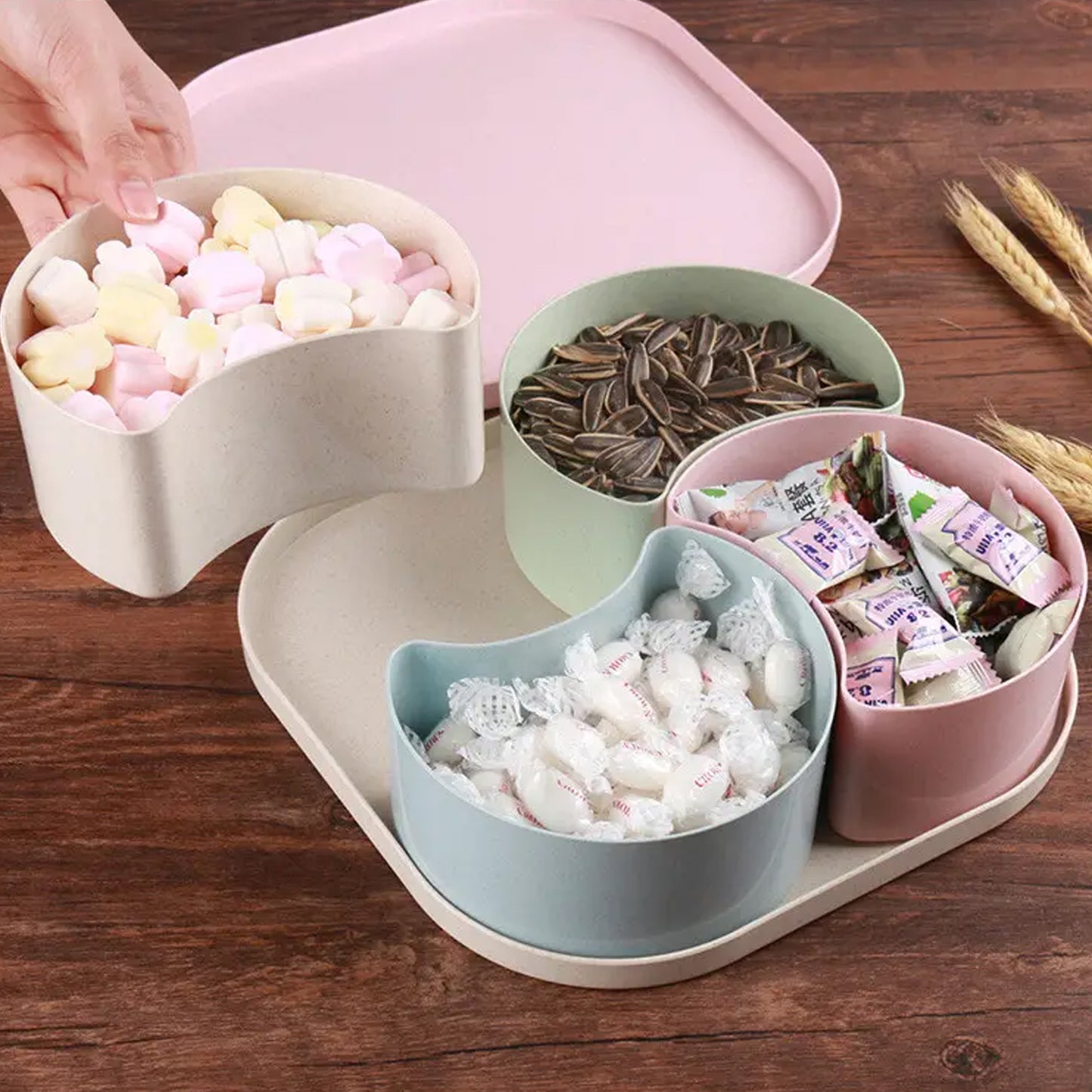 Candy Box Large Capacity Space-saving Compartment Design Creative Divided Food Fruit Plate For Living Roomfruit_candy_box_4comp - Happy Price - Image 4