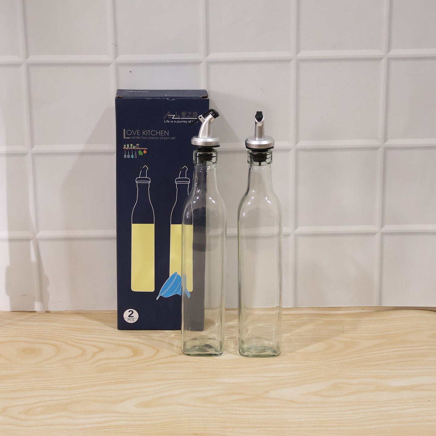 Glass Oil Dispenser Bottle Set - 500ml Leak Proof Pourer (2 Pc) - Happy Price - Image 7