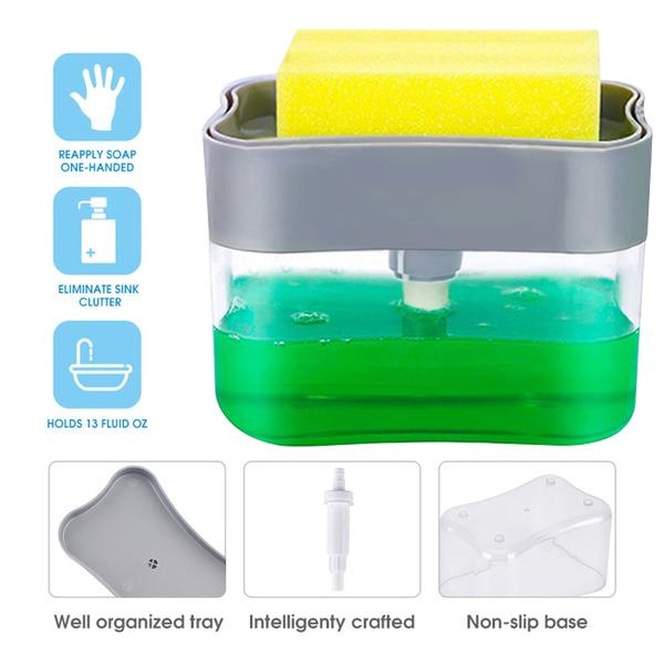 Liquid Soap Dispenser On Countertop With Sponge Holder For Pet - Happy Price - Image 6