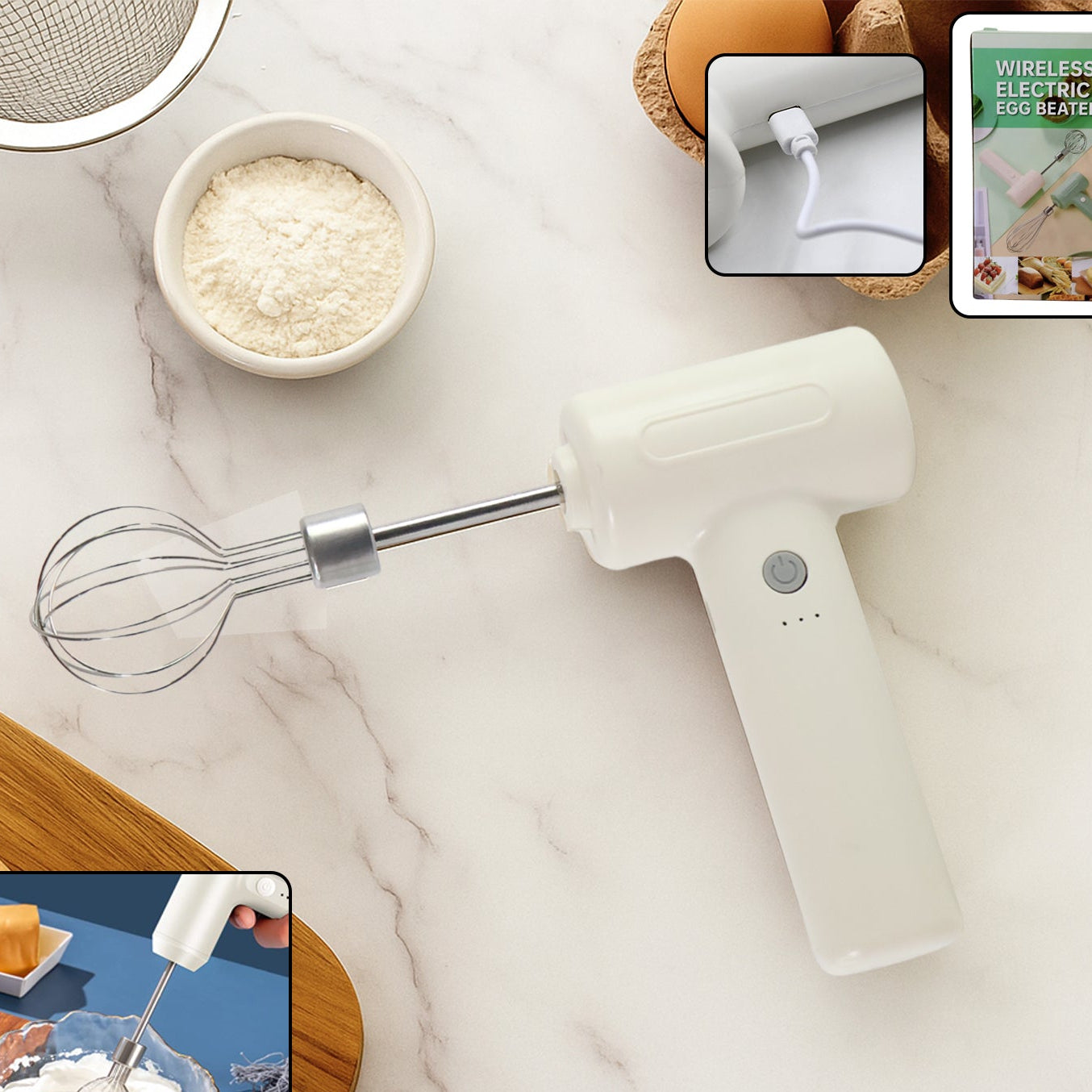 Cordless Electric Whisk & Egg Beater - 1 Pc Rechargeable Hand Mixer - Happy Price - Image 1
