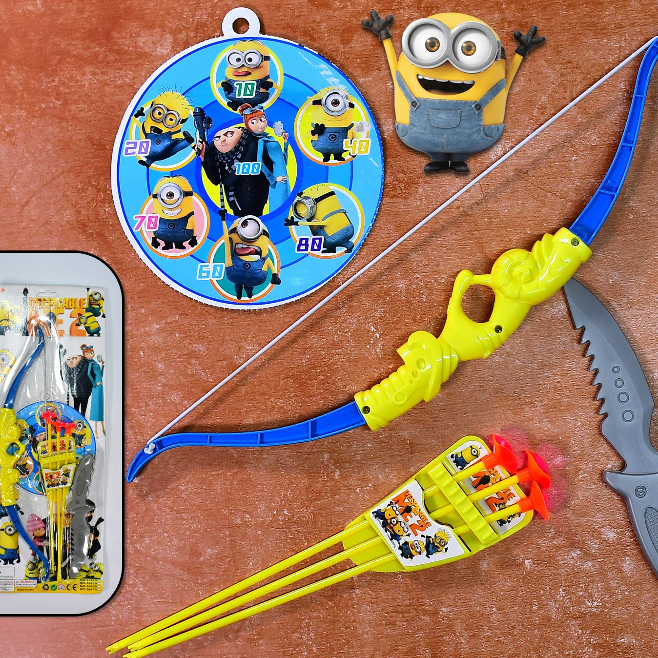 Kids Archery Toy Set with Bow, 3 Arrows, Knife & Target Board - Happy Price - Image 1