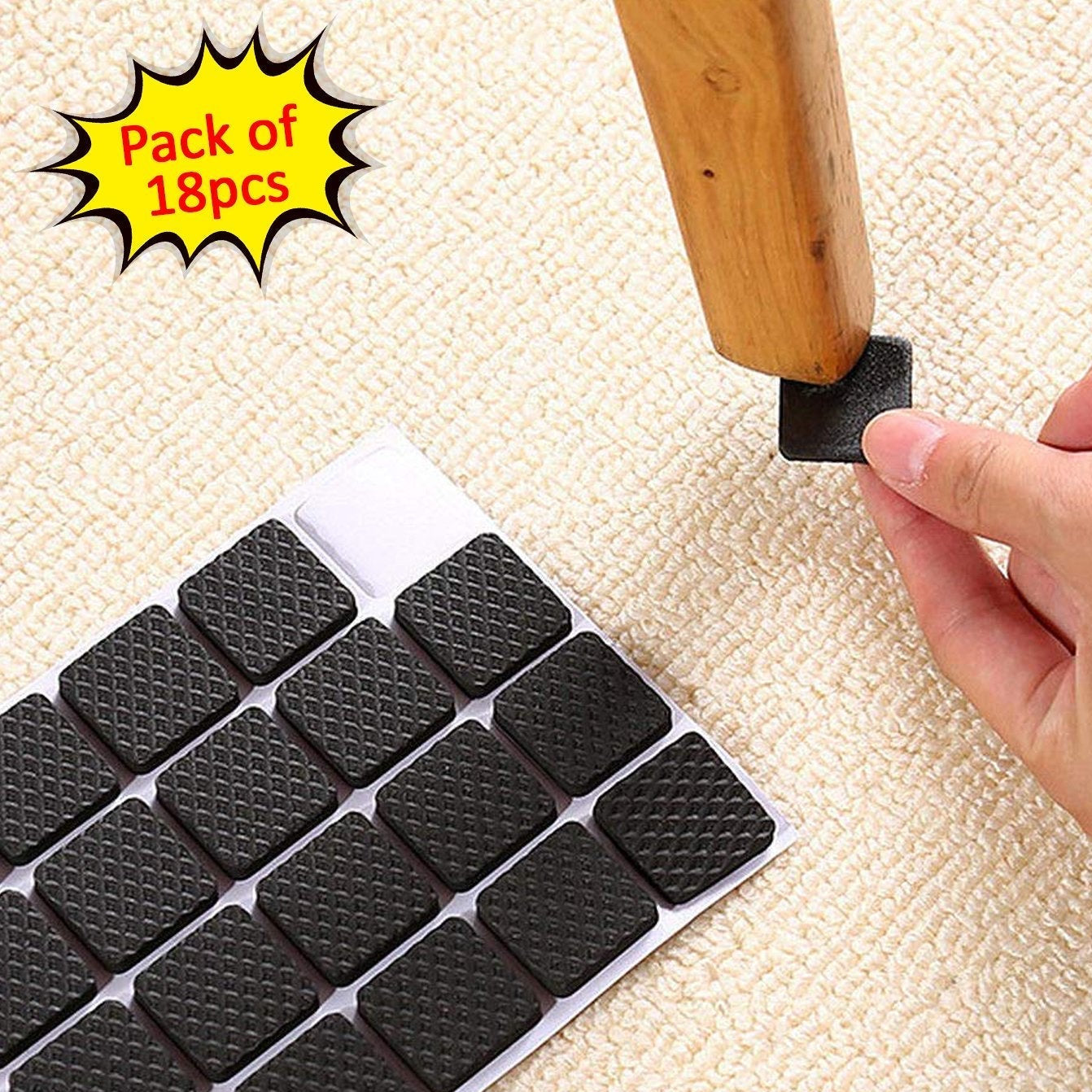 Self Adhesive Furniture Pads - Square (18 Pcs Set) - Happy Price - Image 1