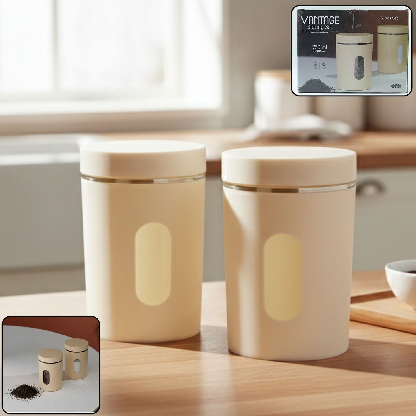 Airtight Kitchen Storage Containers - 2 Pc Set, 750 ML Each - Happy Price - Image 2