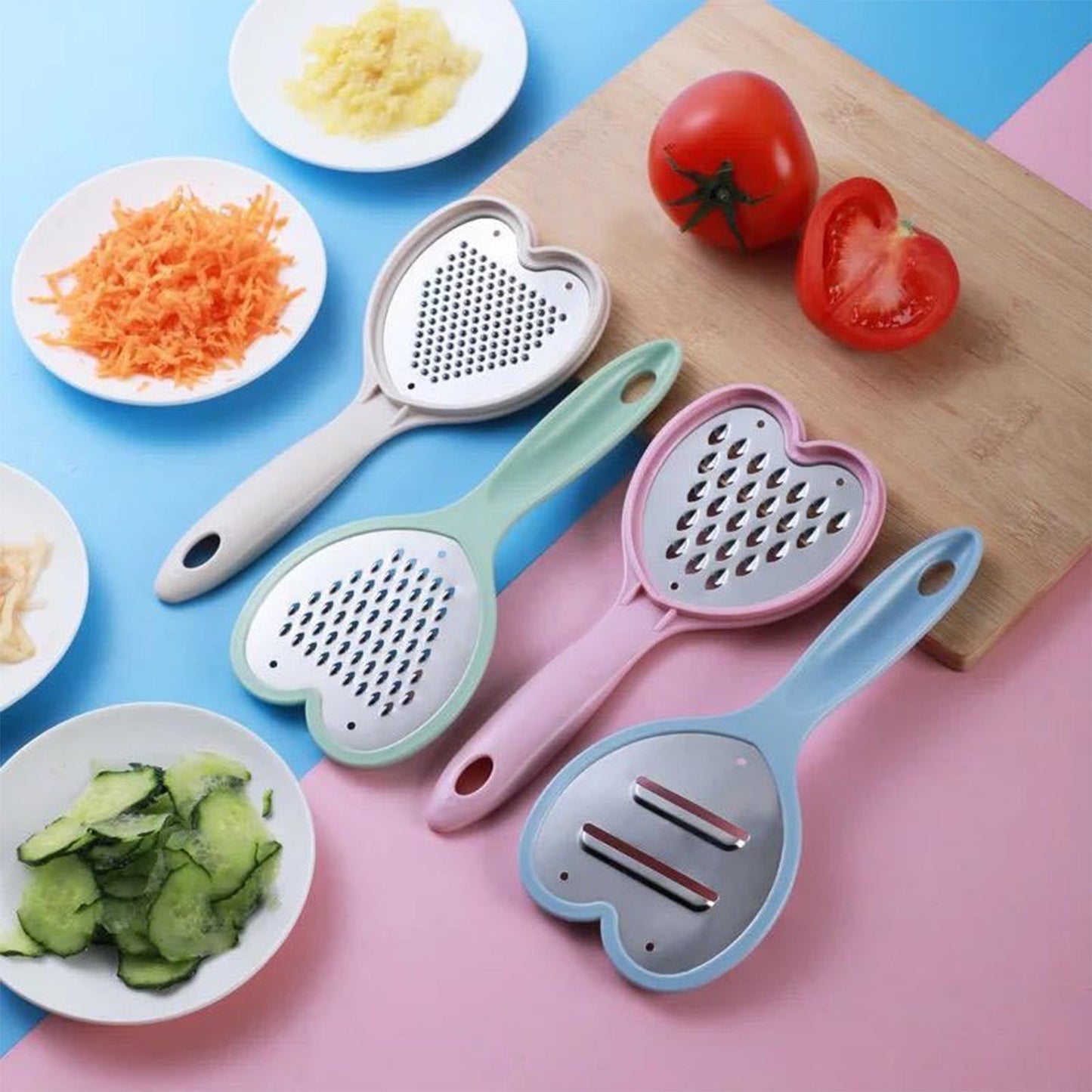 Heart Grater Set And Heart Grater Slicer Used Widely For Grating And Slicing Of Fruits Vegetables Cheese Etc. Including All Kitchen Purposes. - Happy Price - Image 3