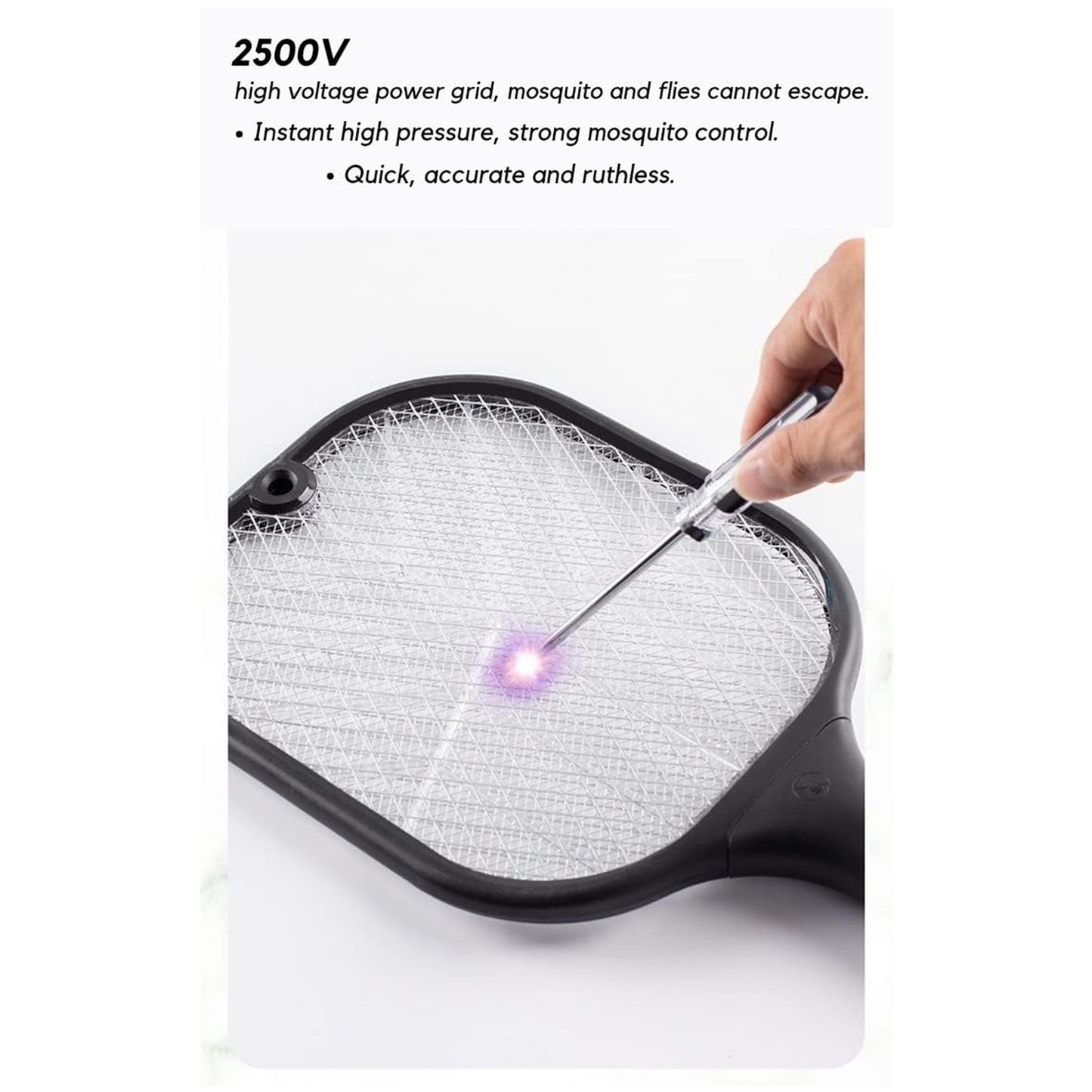 Mosquito Killer Racket  Rechargeable Automatic Electric Fly Swatter  Mosquito Zapper Racket With Uv Light Lamp  Mosquito Swatter With Usb Charging Base  Electric Insect Killer Racket Machine Bat - Happy Price - Image 2