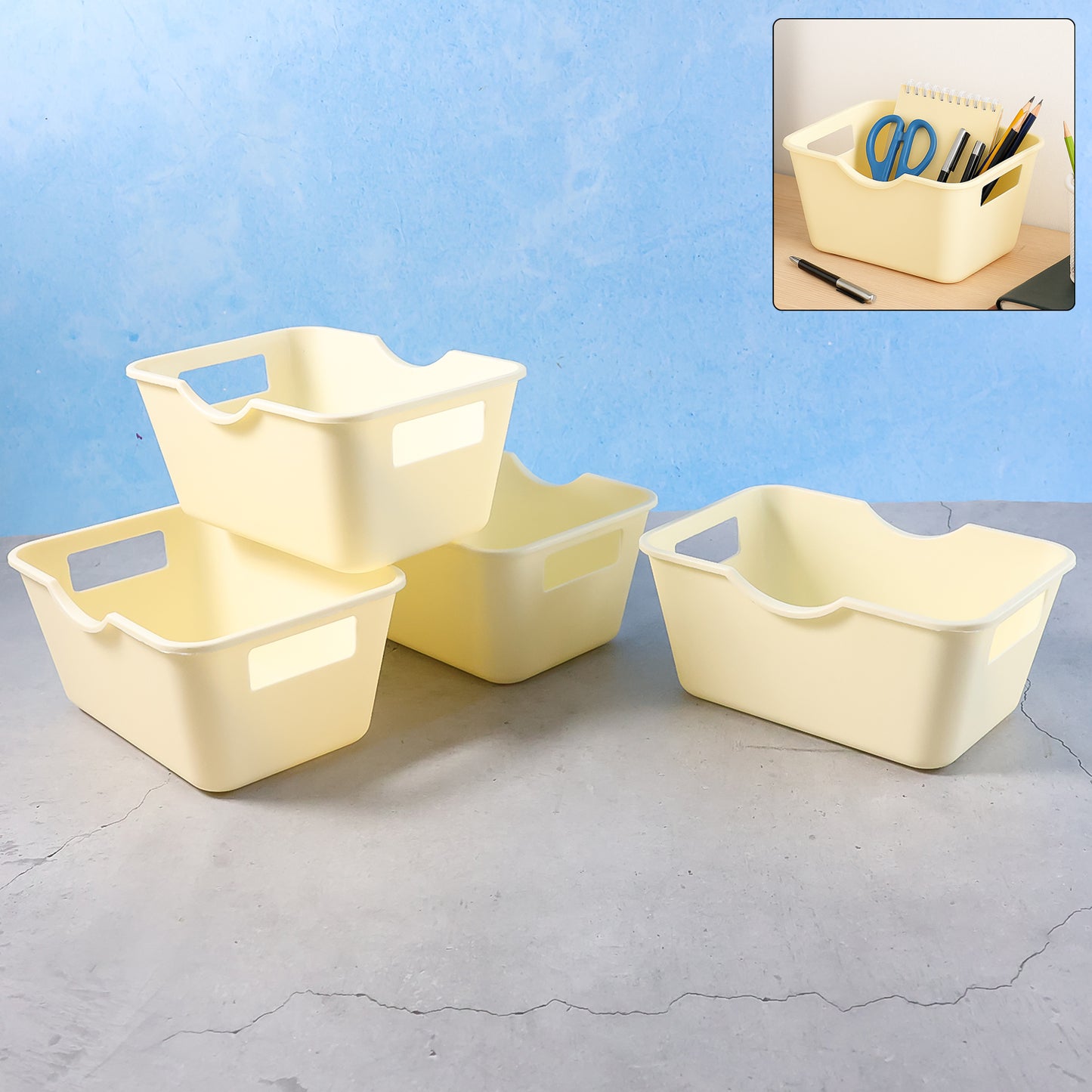 Set of 4 Plastic Storage Baskets with Handles - 15 x 10.5 cm Utility Organizers - Happy Price - Image 7