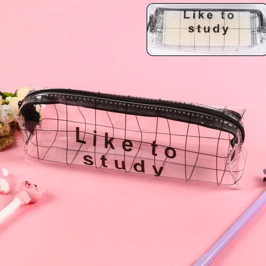 Plastic Transparent Pencil Pouch With Zipper (1 Pc) - Happy Price - Image 1
