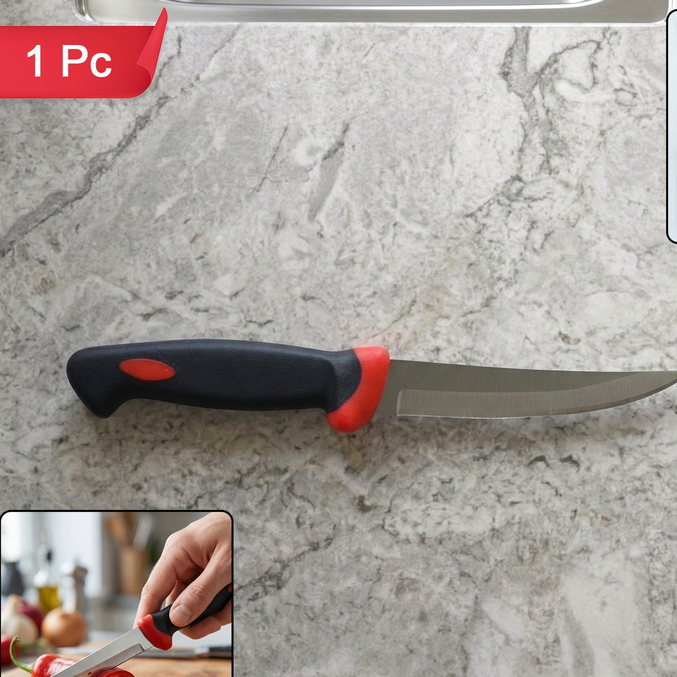 Stainless Steel Kitchen Utility Knife With Ergonomic Grip Handle (1 Pc)