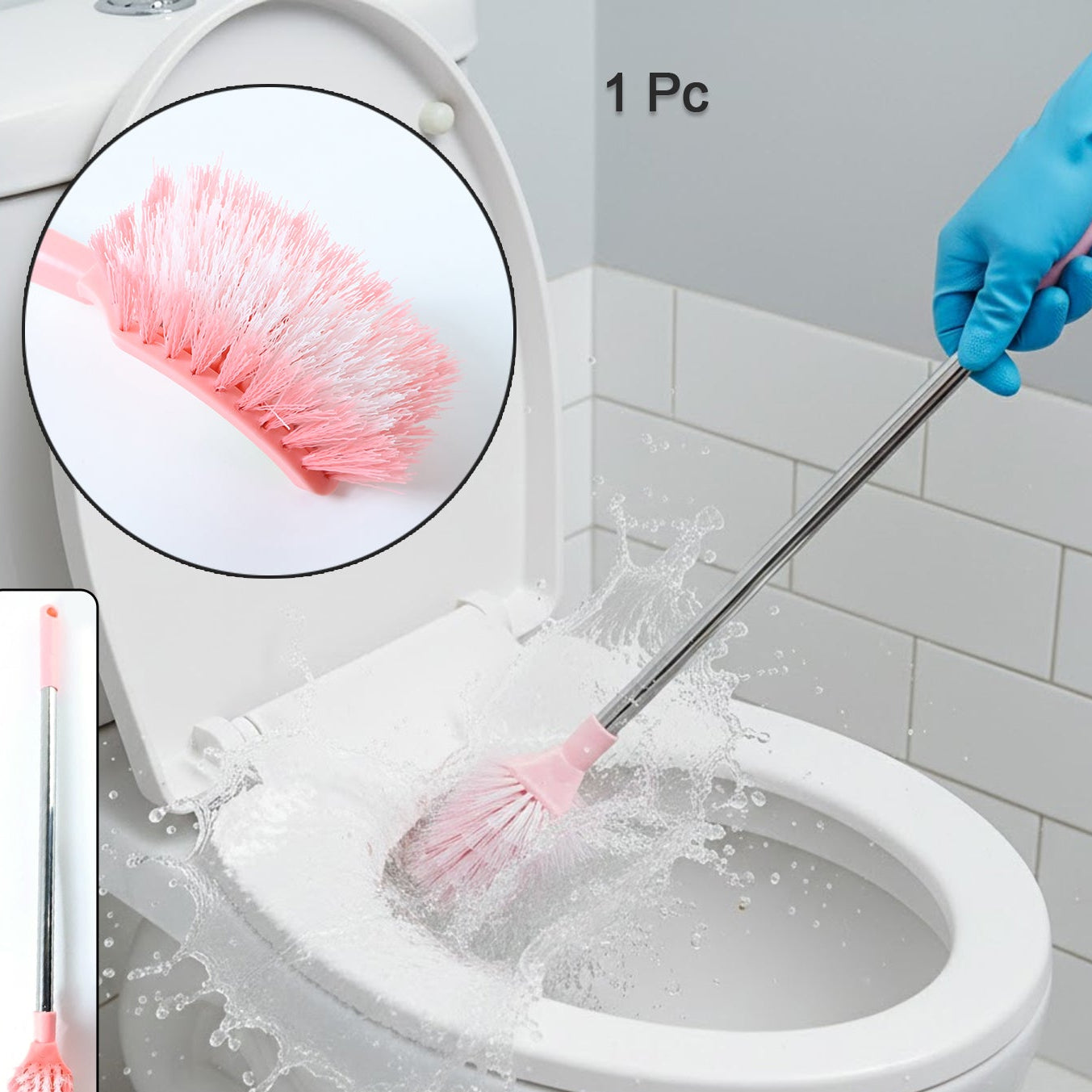Long Handle Toilet Brush for Deep Bathroom Cleaning - 1 Pc - Happy Price - Image 1