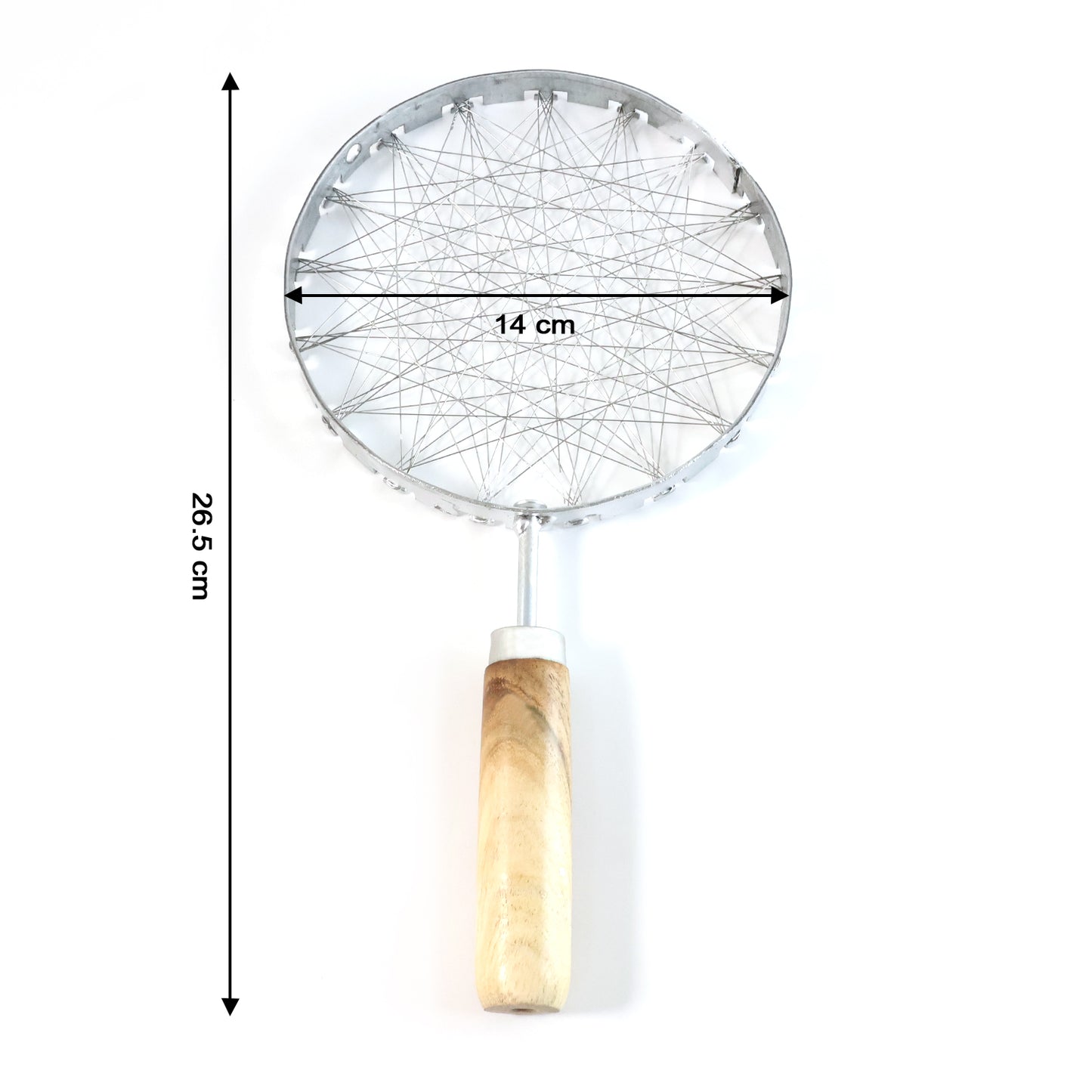Stainless Steel Wire Skimmer with Wooden Handle (1 Pc) - Kitchen Frying and Straining Tool - Happy Price - Image 3