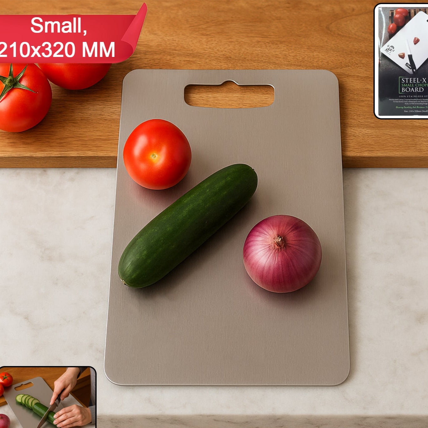 Apex Stainless Steel Small Cutting Board (210x320mm, 1 Pc) - Happy Price - Image 1
