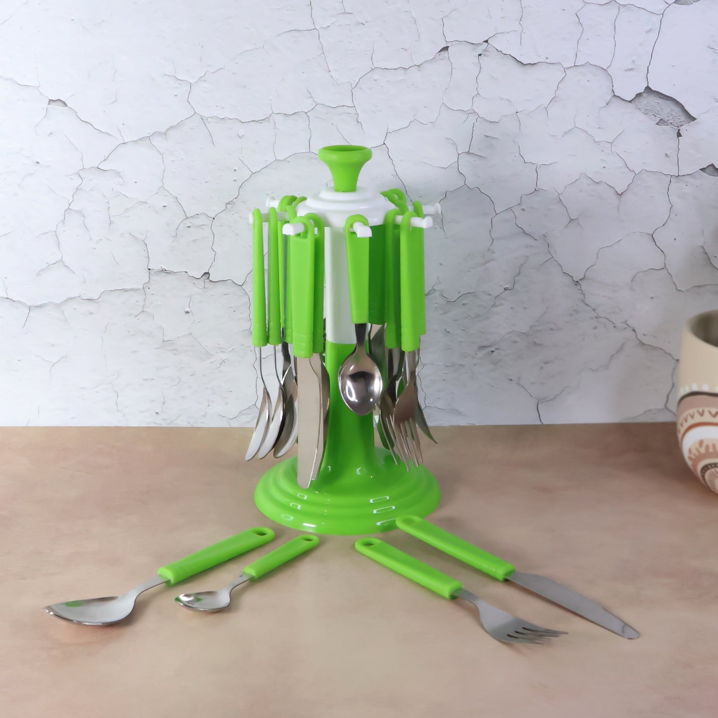 24 Piece Stainless Steel Cutlery Set with Rotating Stand - Happy Price - Image 3