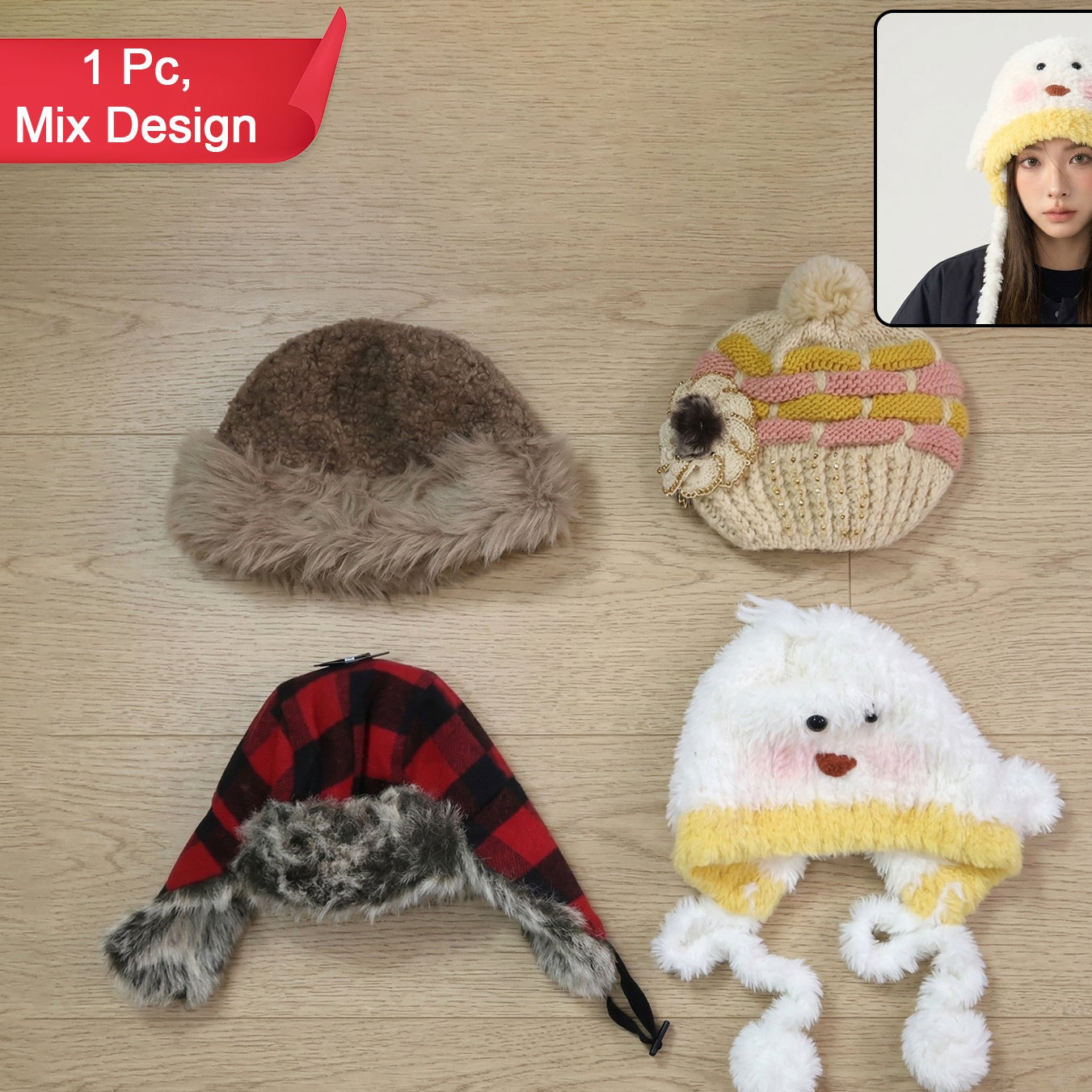 All-Season Fashion Cap for Men & Women - Warm Woolen & Lightweight Summer Styles (1 Pc, Random Mix Design) - Great Price - Image 1